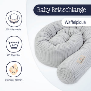 Bed snake waffle piqué light grey