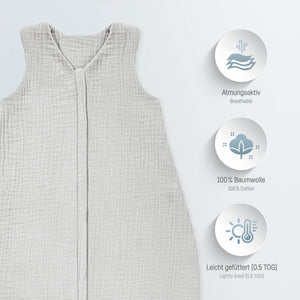 Musselin Sommerschlafsack, Grau