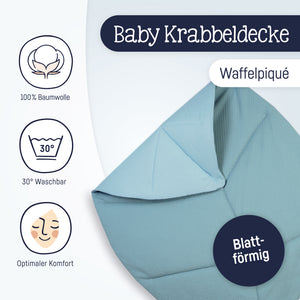 Krabbeldecke Blatt, Waffelpiqué Greenery