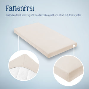 Jersey Spannbettlaken für Babymatratzen 60x120 bis 70x140cm, shell