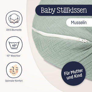 Stillkissen aus Baumwollmusselin, grün
