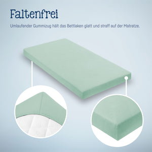 Jersey Spannbettlaken für Babymatratzen 60x120 bis 70x140cm, Salbei