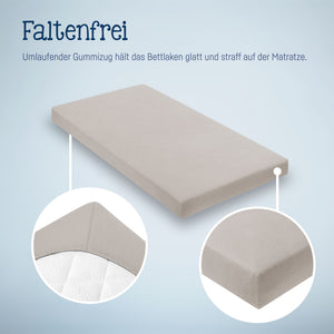 Jersey Spannbettlaken für Babymatratzen 60x120 bis 70x140cm, Taupe